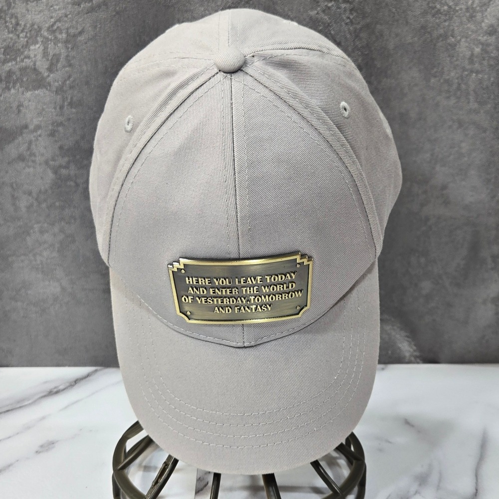 Disney Parks Baseball Cap Unisex Gray Disneyland Entrance Plaque Strapback Hat